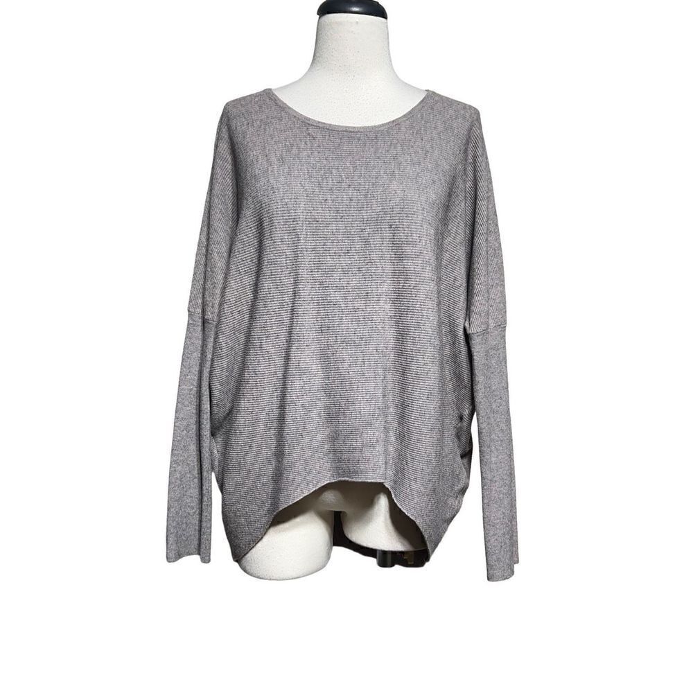 L Love Grey Tunic Oversize Ribbed Long Sleeve Sweater Size Small